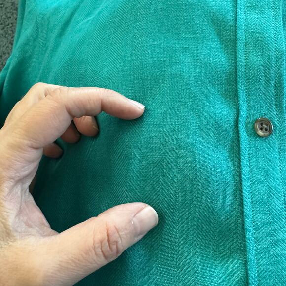 Lauren Ralph Lauren LRL Collared 100% Linen Button Down Notch Sleeve Short Top L - Picture 9 of 9